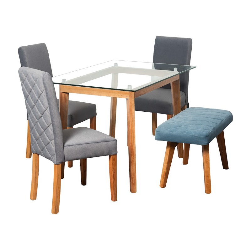 Comedor Noruega 4P · 3 Sillas Corea + Butaco Oslo