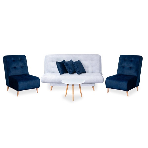 Sofá Cama Porto 2P + 2 Poltronas + Mesa de Centro