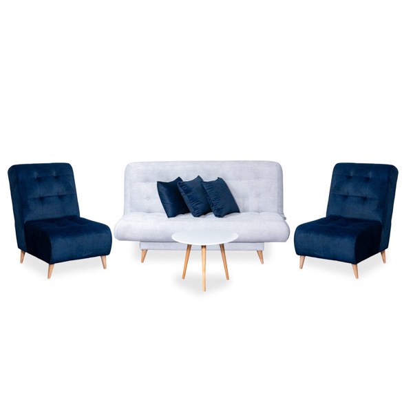 Sofá Cama Porto 3P + 2 Poltronas + Mesa de Centro Persa