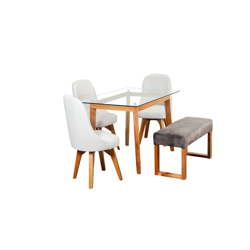 Comedor Noruega 4P · 3 Sillas Escandinavo + Butaco España