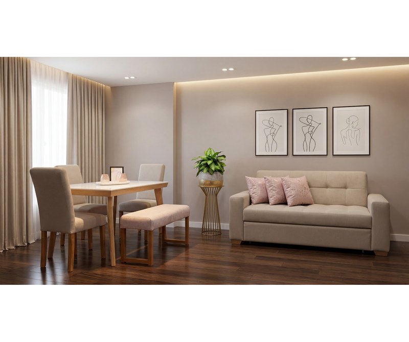 Combo Sofá Cama Monaco 3P + Comedor Kioto 4P · 3 Sillas Rio + Butaco Venecia