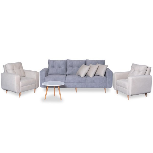 Sofá Italia 3P + 2 Poltronas + Mesa de Centro