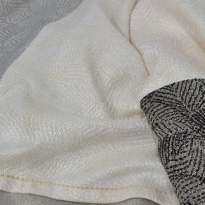FRAZADA CARUSSO PLATA-MARFIL-NEGRO