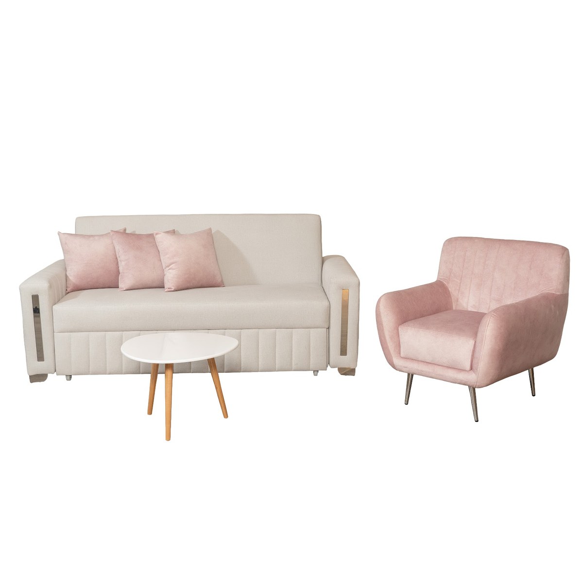 Sofá Cama Berlin 3P + Poltrona Atlanta + Mesa de Centro Persa foto 1