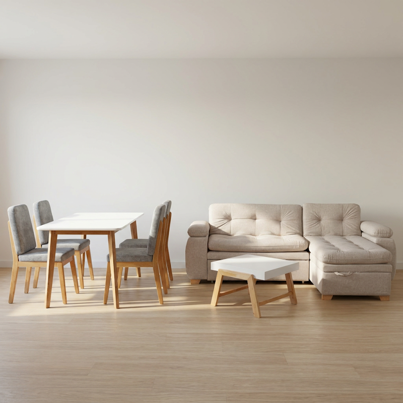 Combo Sala Cama Belgica + Mesa de Centro + Comedor Thiago 4P · 4 Sillas Portugal foto 2