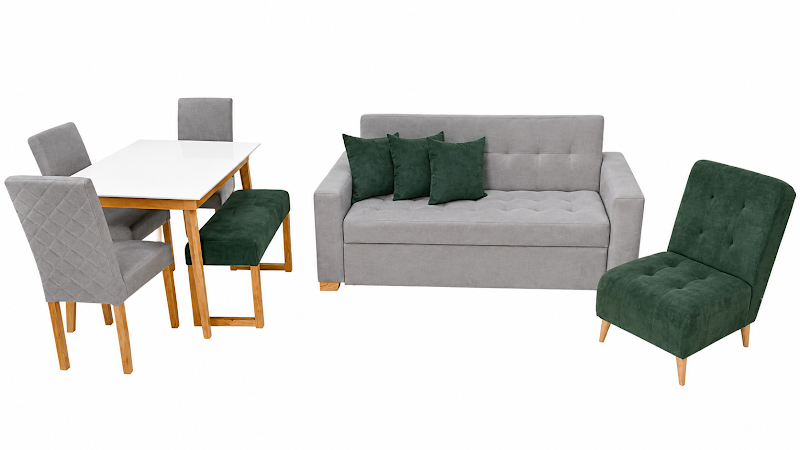 Combo Sofá Cama Monaco 2P + Poltrona Porto + Comedor Kioto 4P · 3 Sillas Corea + Butaco España foto 1