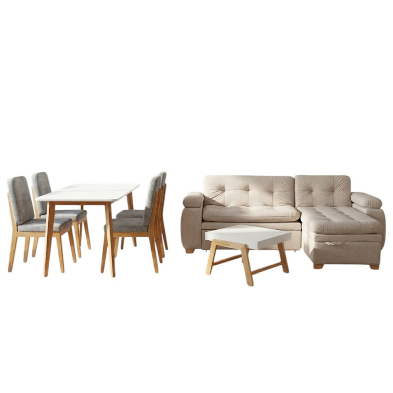 Combo Sala Cama Belgica + Mesa de Centro + Comedor Thiago 4P · 4 Sillas Portugal foto 1