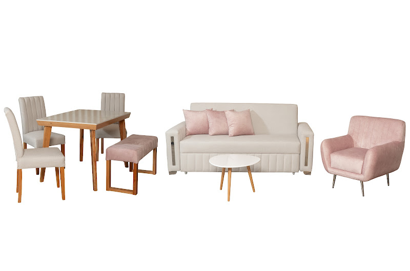 Combo Sofá Cama Berlin 2P + Poltrona Atlanta + Mesa de Centro + Comedor Kioto 4P · 3 Sillas Venecia + Butaco Venecia foto 9